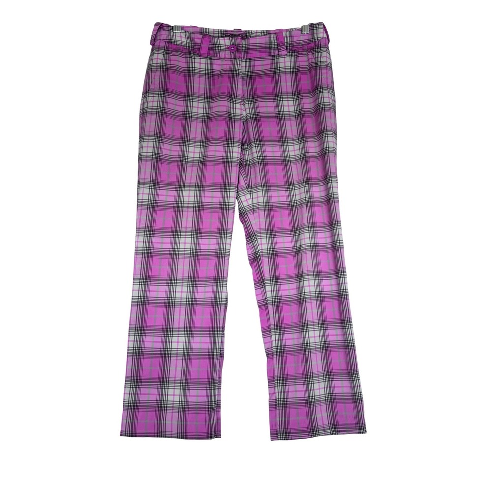 Nike Golf Tour Performance Dri-FIT Plaid Pants Pink Grey Womens 4 Activewear